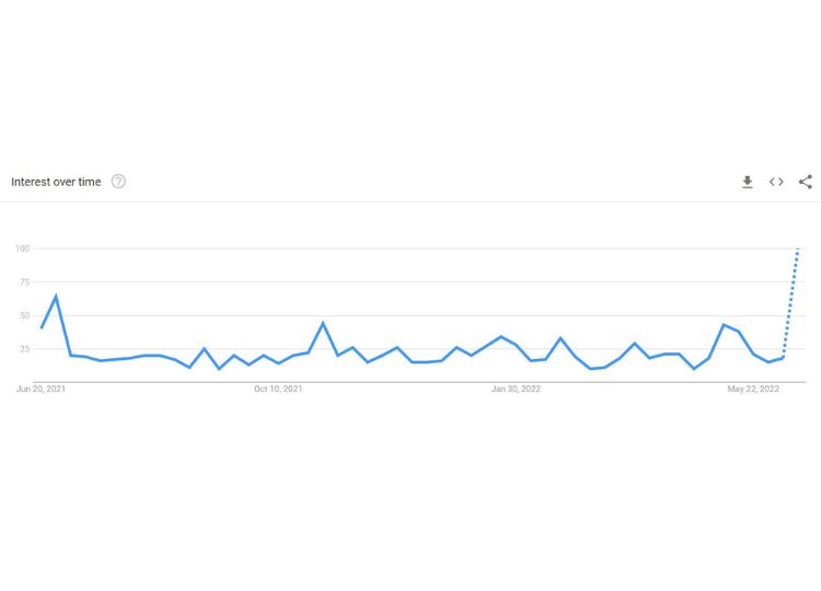 Global searches for “Bitcoin dead” skyrocketed over the weekend.  Source: Google Trend